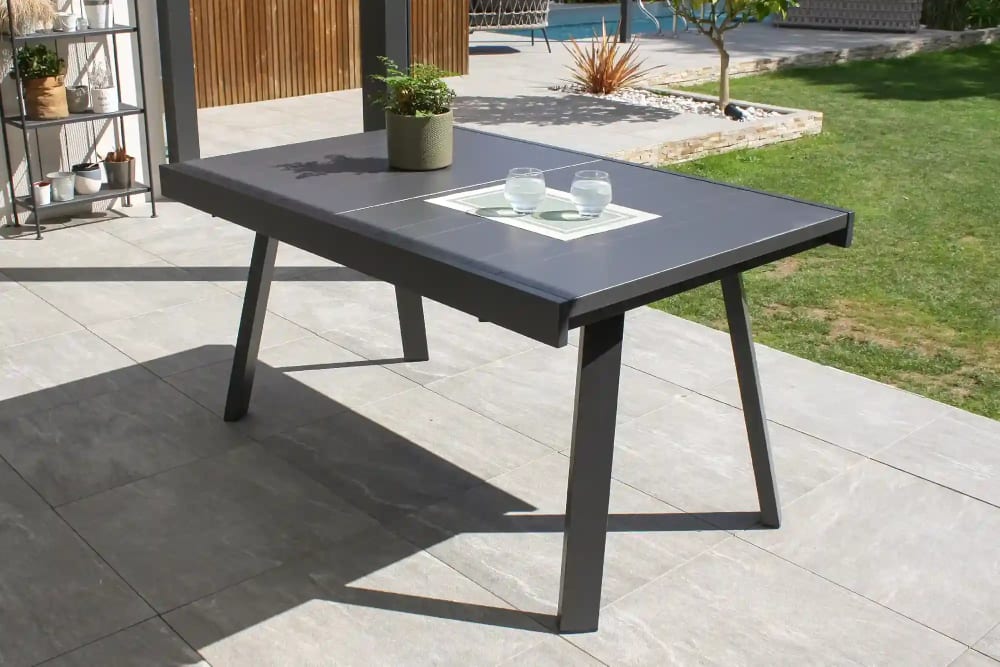 dcb garden Table de jardin en aluminium style contemporain Noir