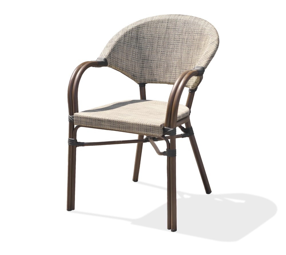 Fauteuil de jardin empilable en aluminium et textilène