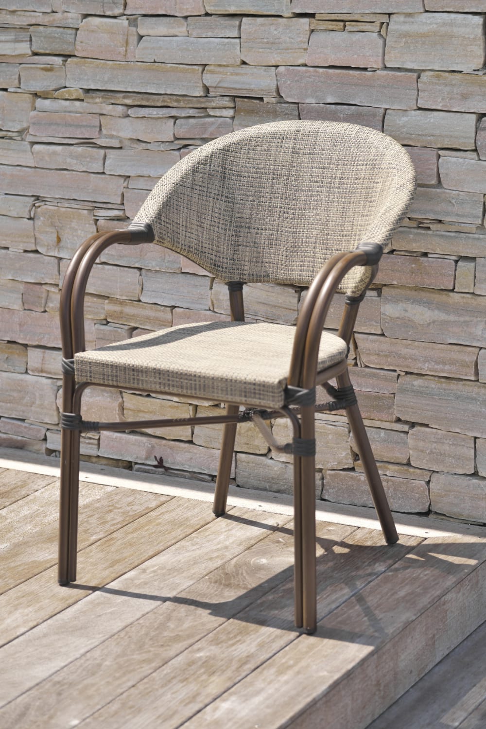 Fauteuil de jardin empilable en aluminium et textilène