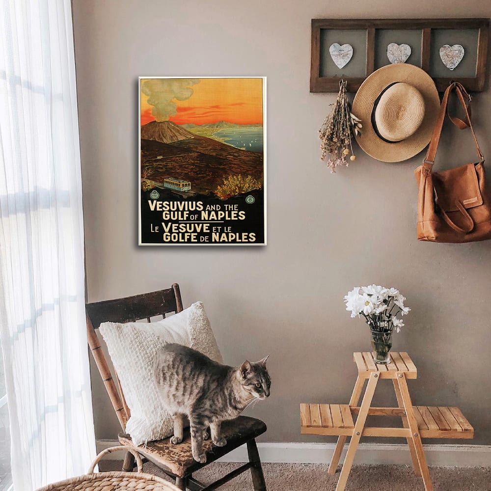 Poster turistico Il Vesuvio e il Golfo di Napoli cm. 50x70 -
