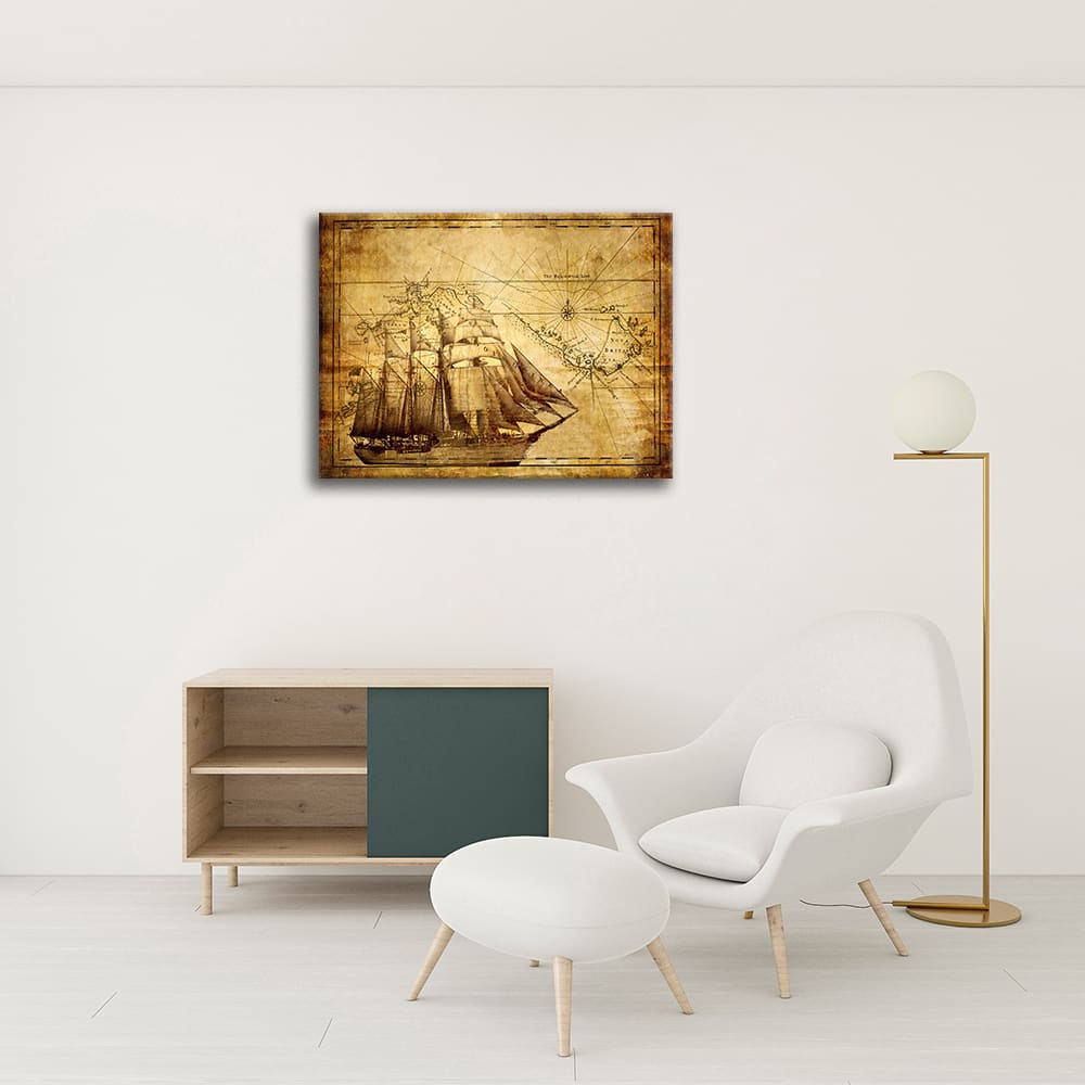 Cuadro Lienzo - Mapa Antiguo cm. 80x100 - Maisons du Monde