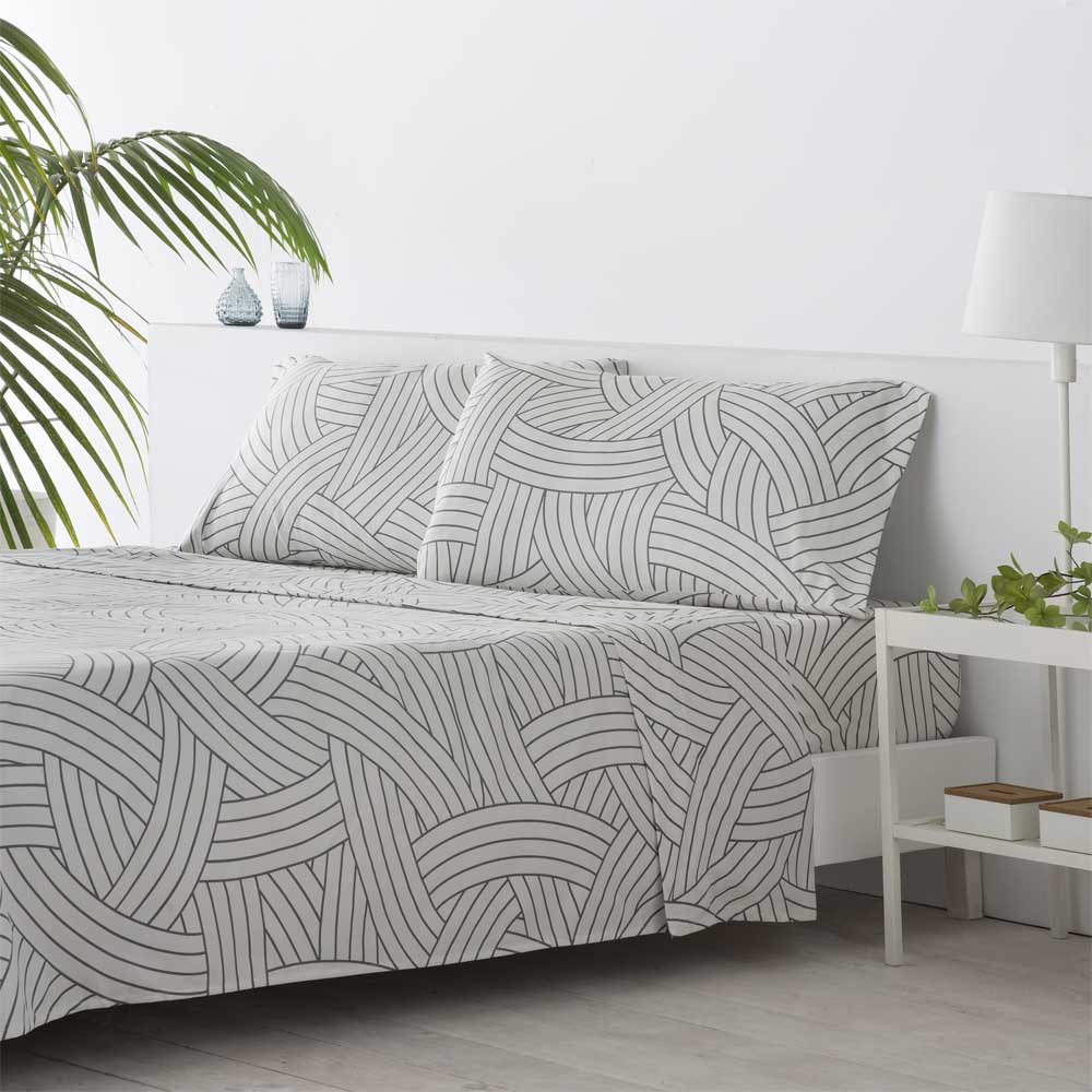 Juego de sábanas microfibra hipoalergénica gris 210x260 Cama 135
