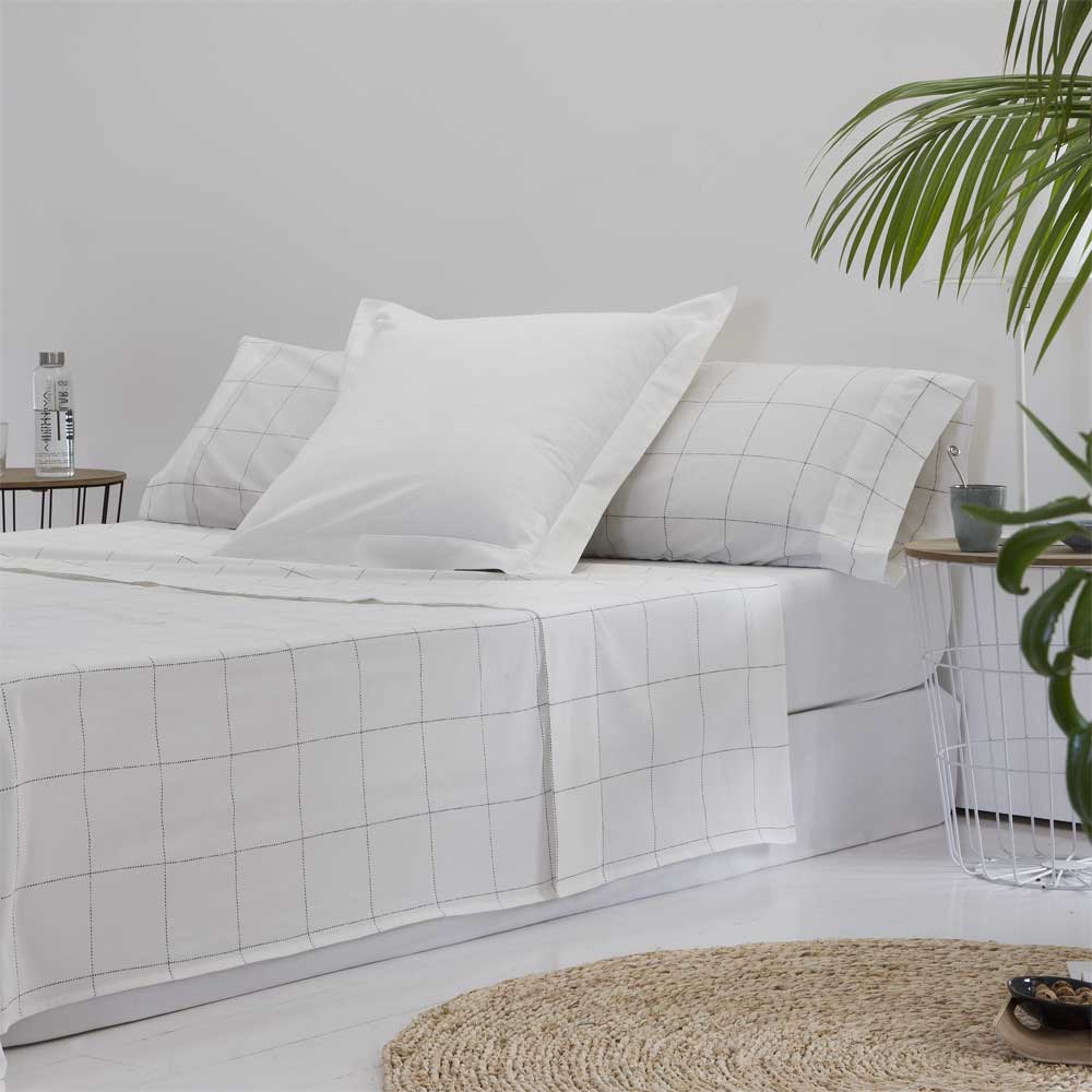 Juego de sábanas 100% algodón orgánico blanco 240x260 Cama 150