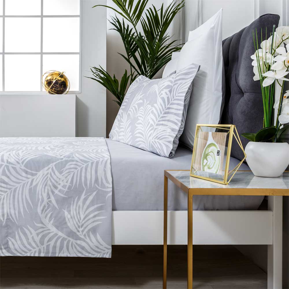 Juego de sábanas 100% algodón orgánico gris 160x260 Cama 90