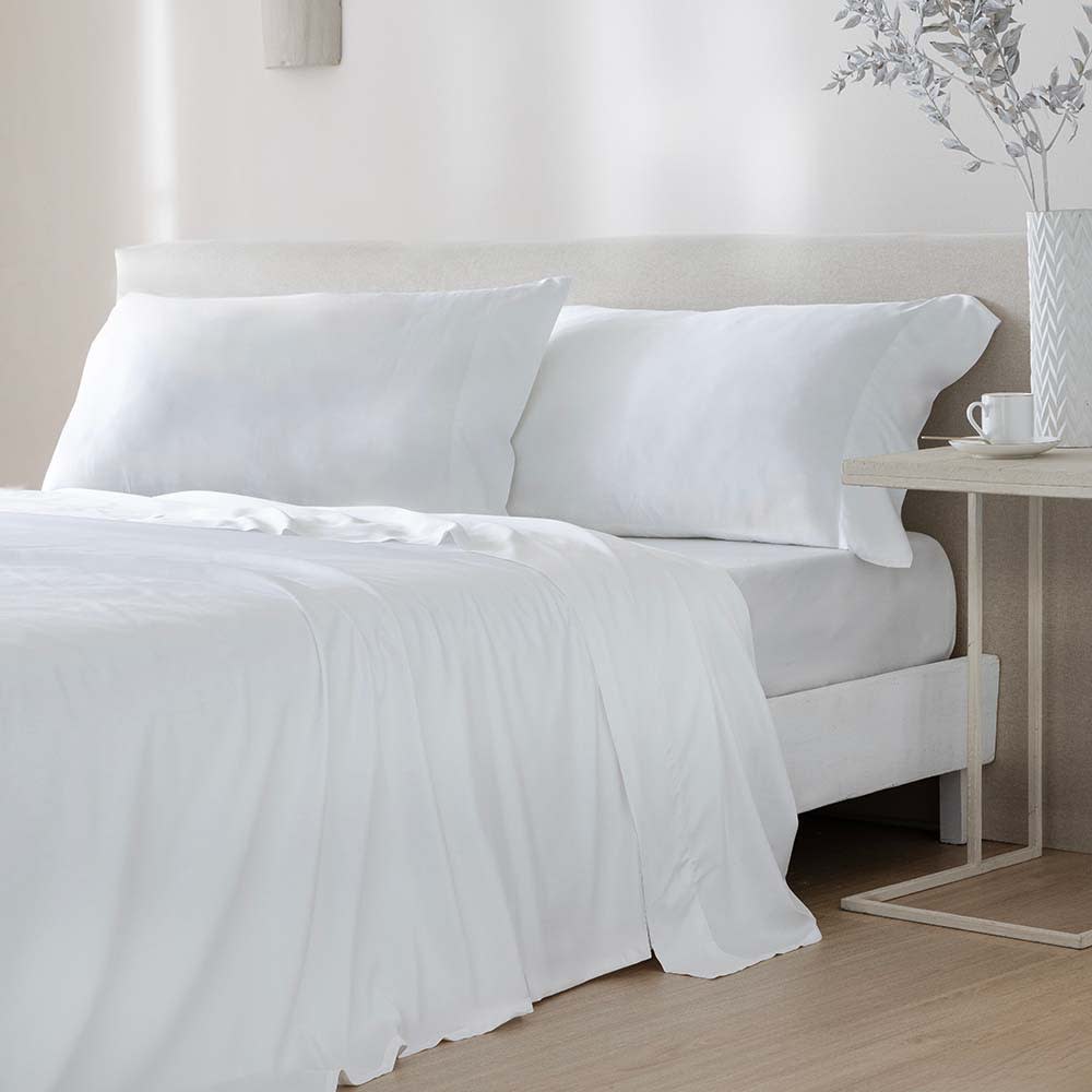 Juego de sábanas Bambú 100% orgánico Blanco 280x260 Cama de 200