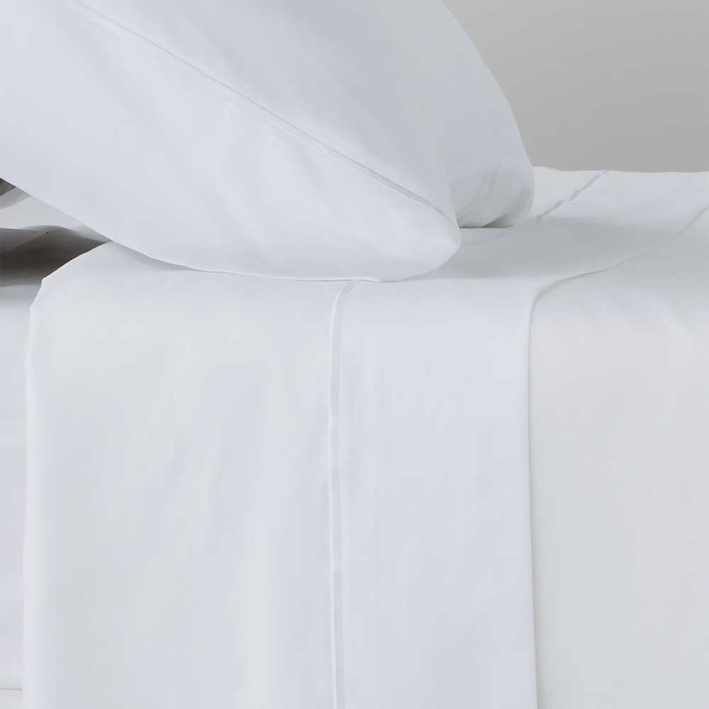 Juego de sábanas satén algodón egipcio 300 blanco 280x260 Cama 200 - Maisons du Monde