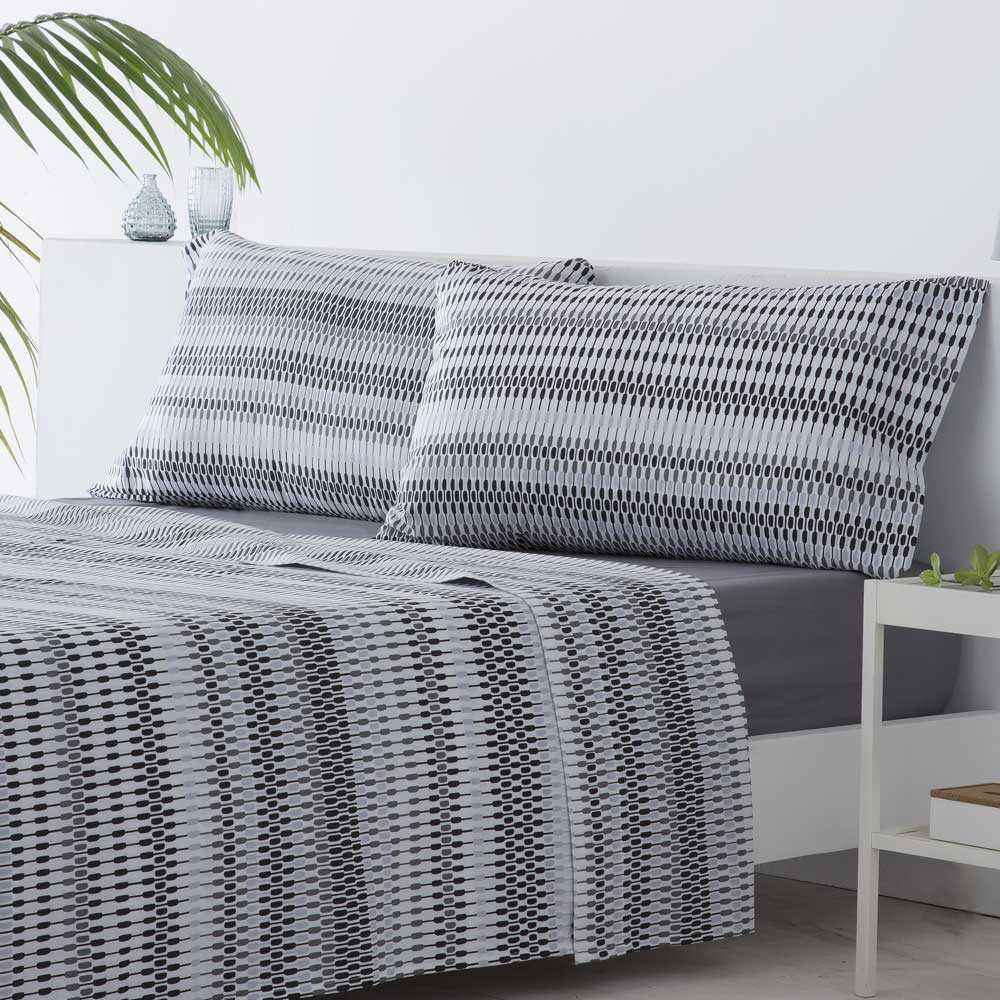 Juego de sábanas algodón poliéster reciclado gris 280x260 Cama 200