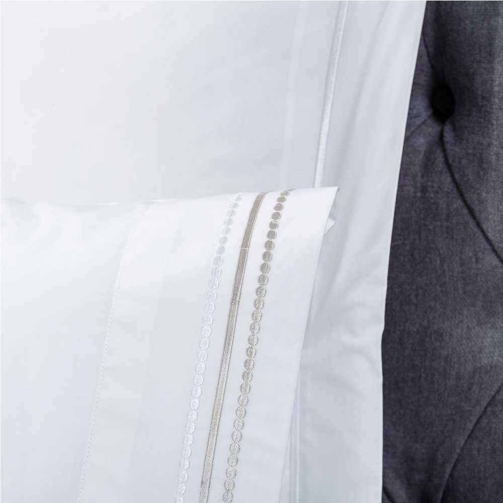 Juego de sábanas bordadas algodón 200 hilos blanco 210x260 Cama 135 - Maisons du Monde