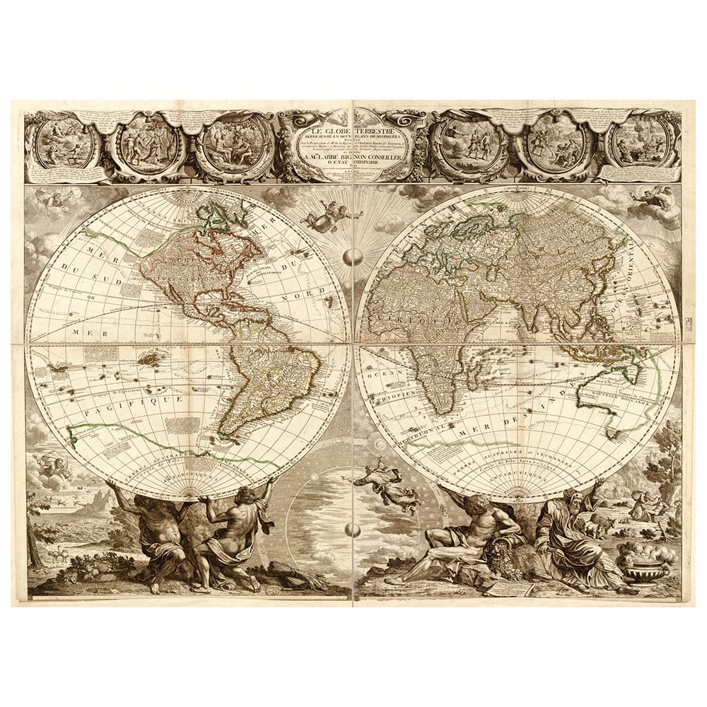 cuadro lienzo - mapa antiguo no 63 cm 80x100
