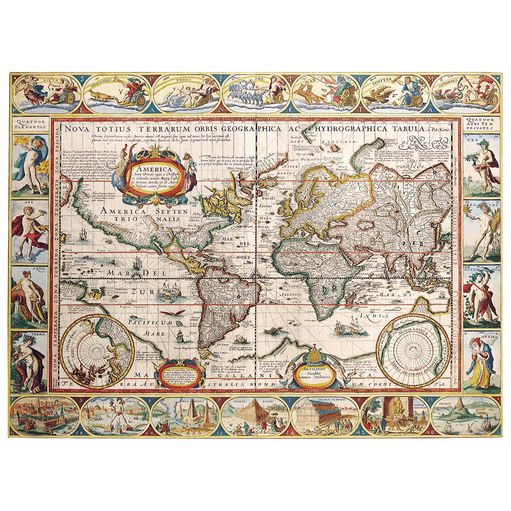 Stampa su tela - Mappa Antica No. 31 cm. 80x100 - Multicolore - PES - Poliestere