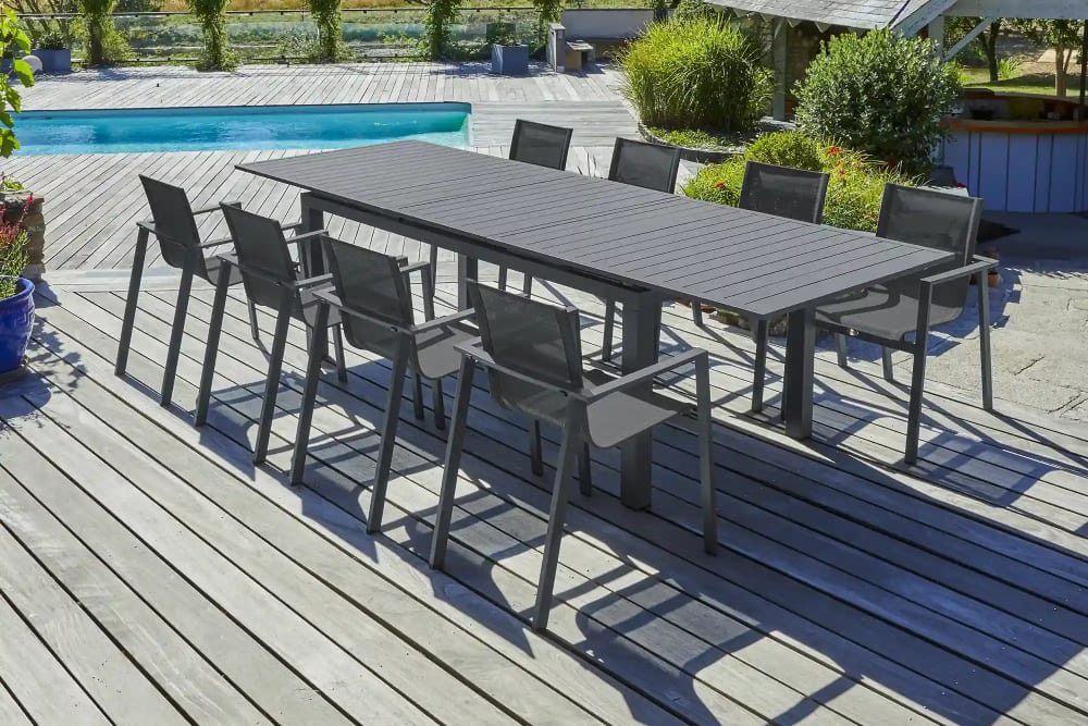 Conjunto de comedor de jardín 8 plazas de aluminio