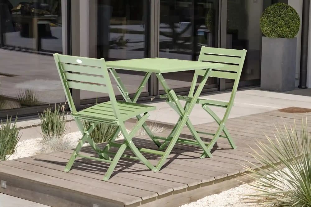 Conjunto de comedor de jardín 2 plazas de aluminio