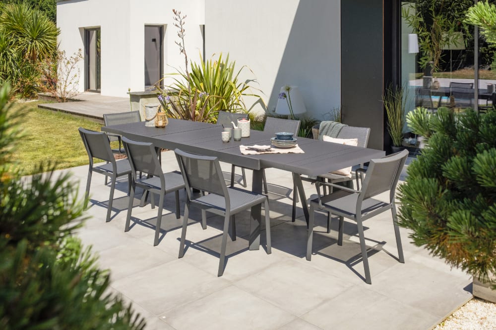 Conjunto de comedor de jardín 8 plazas de aluminio