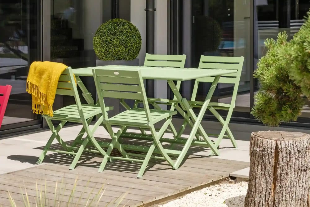 Conjunto de comedor de jardín 4 plazas de aluminio