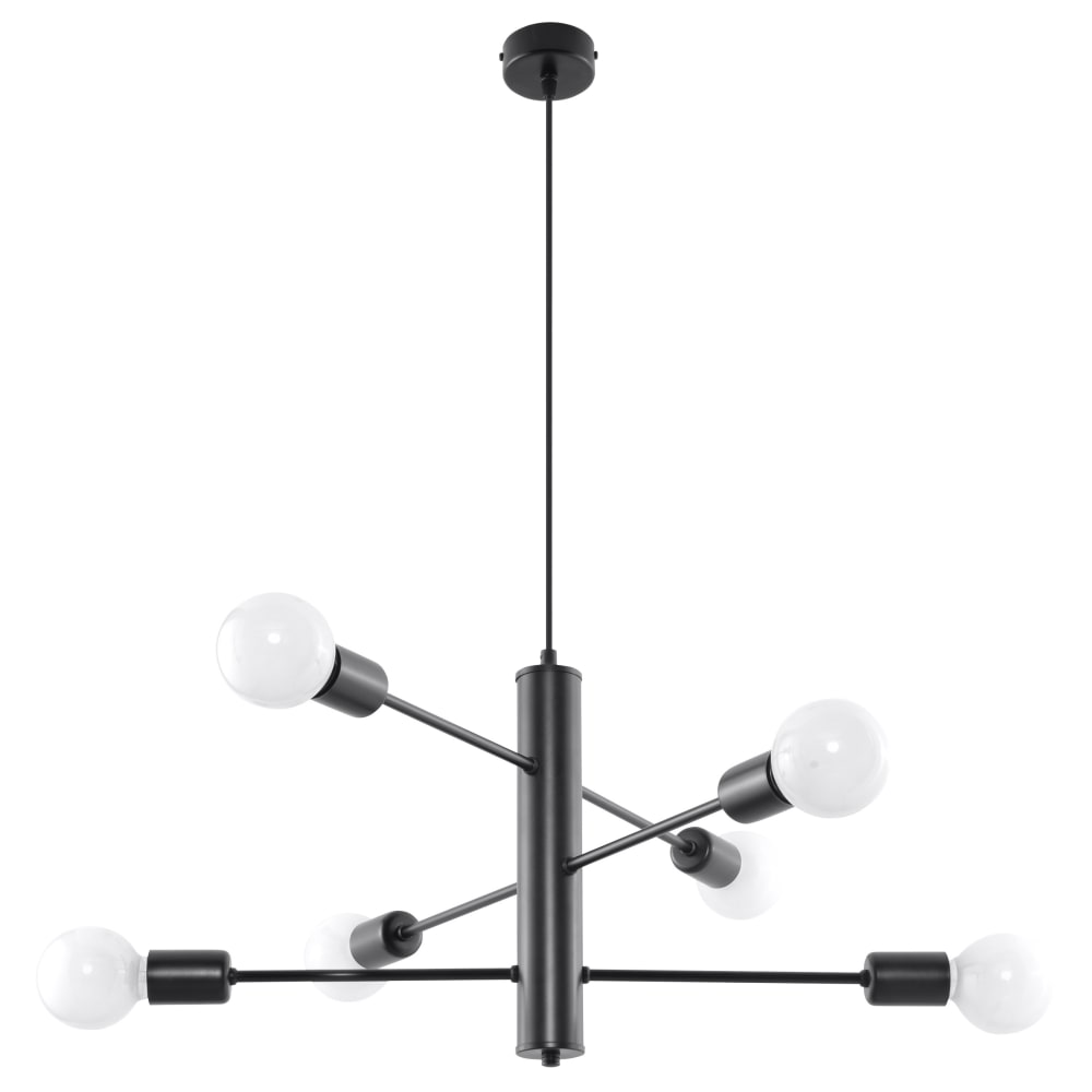 Hängelampe aus Stahl, Höhe 85 cm, schwarz