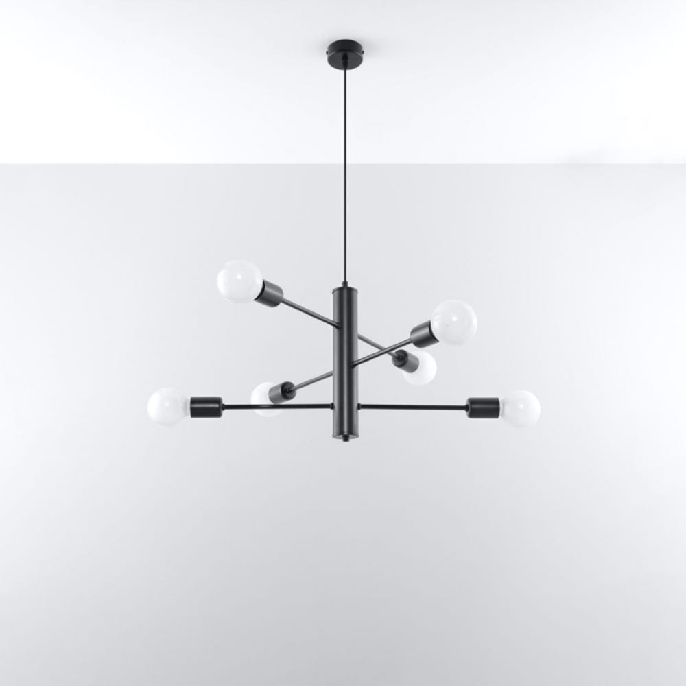 Suspension Acier Noir E27 6 Duomo — vue 3