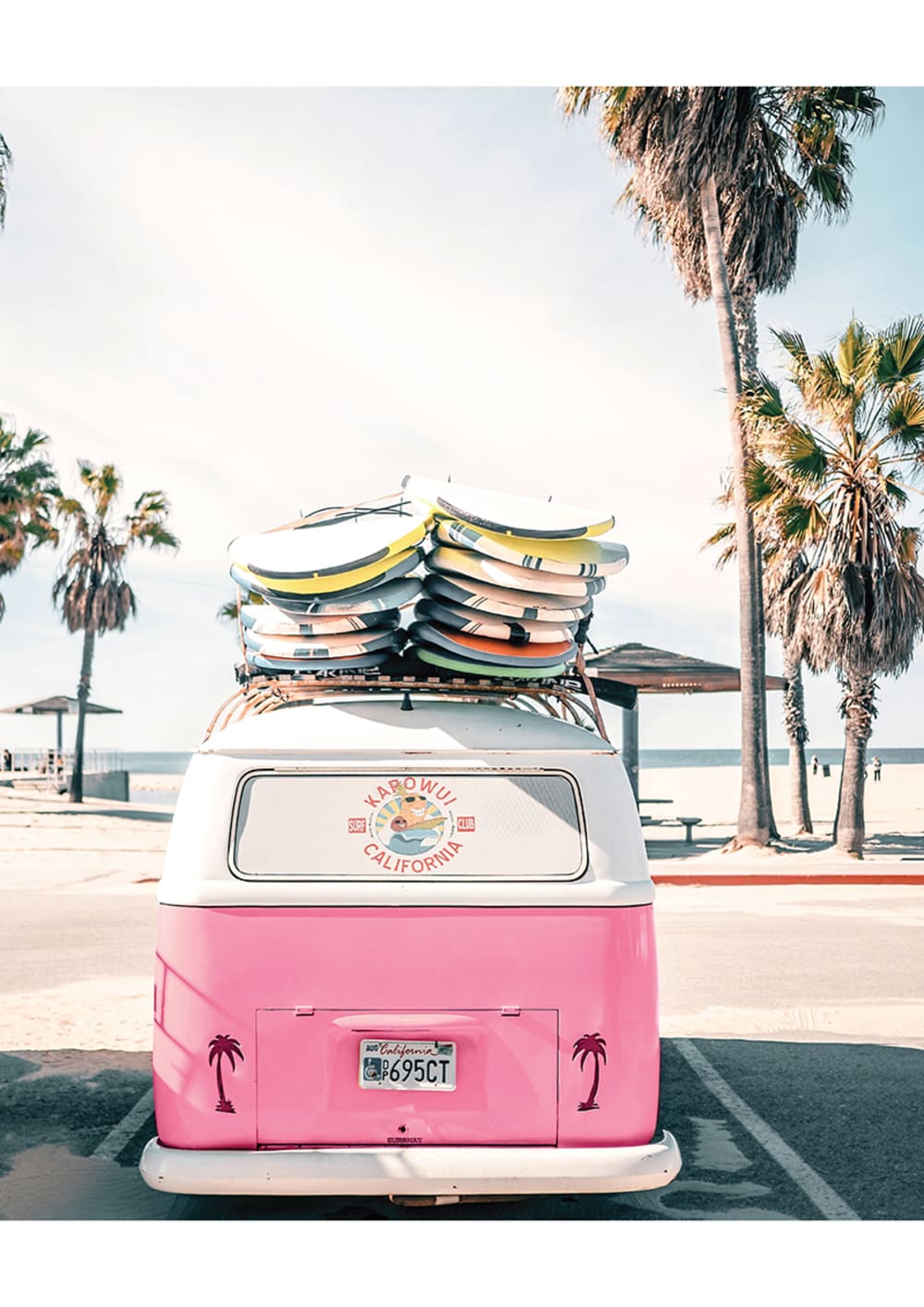 Cuadro Volkswagen Combi Rosa 40 X 50