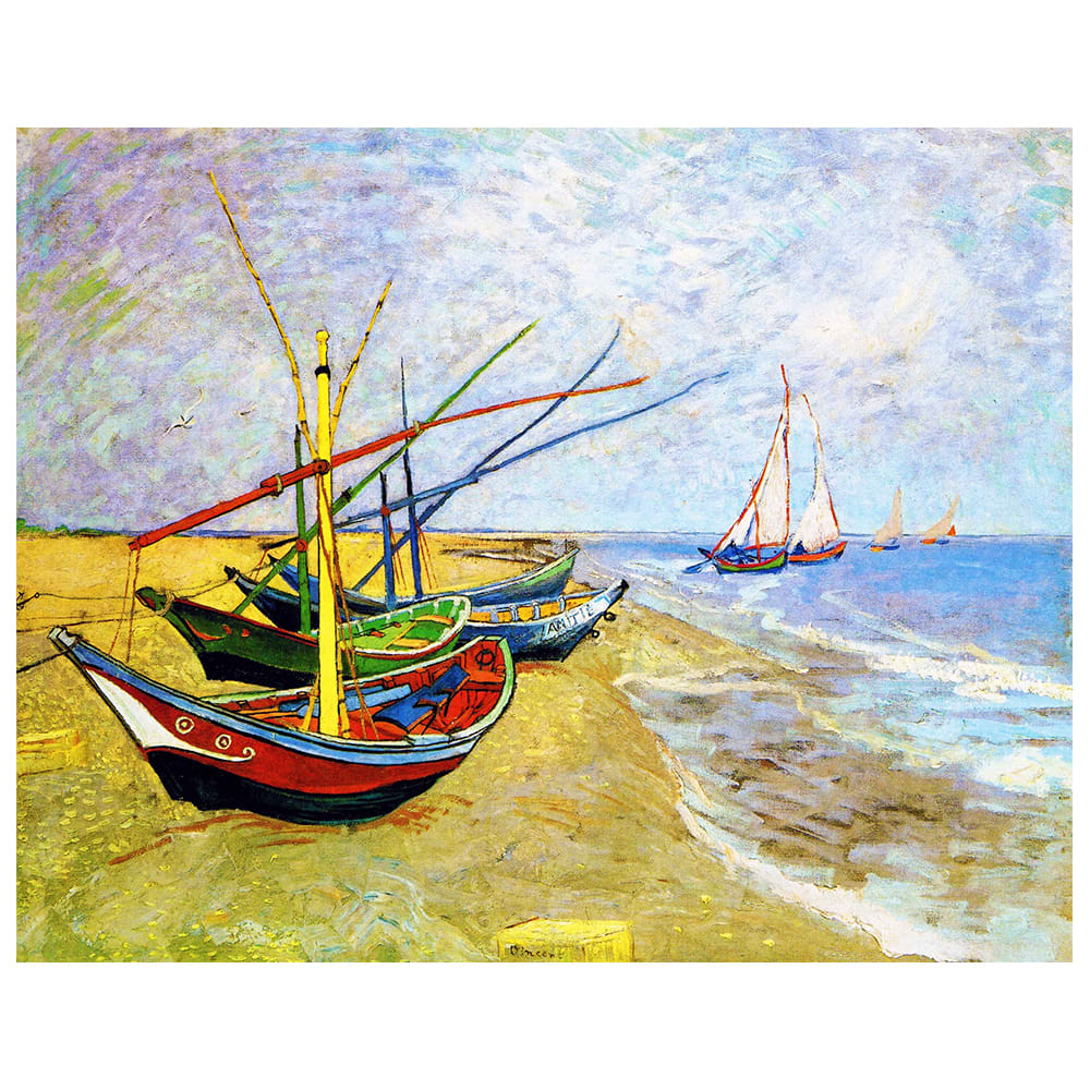 Stampa su tela - Barche Di Pescatori - Vincent Van Gogh cm. 80x100 - Multicolore - PES - Poliestere