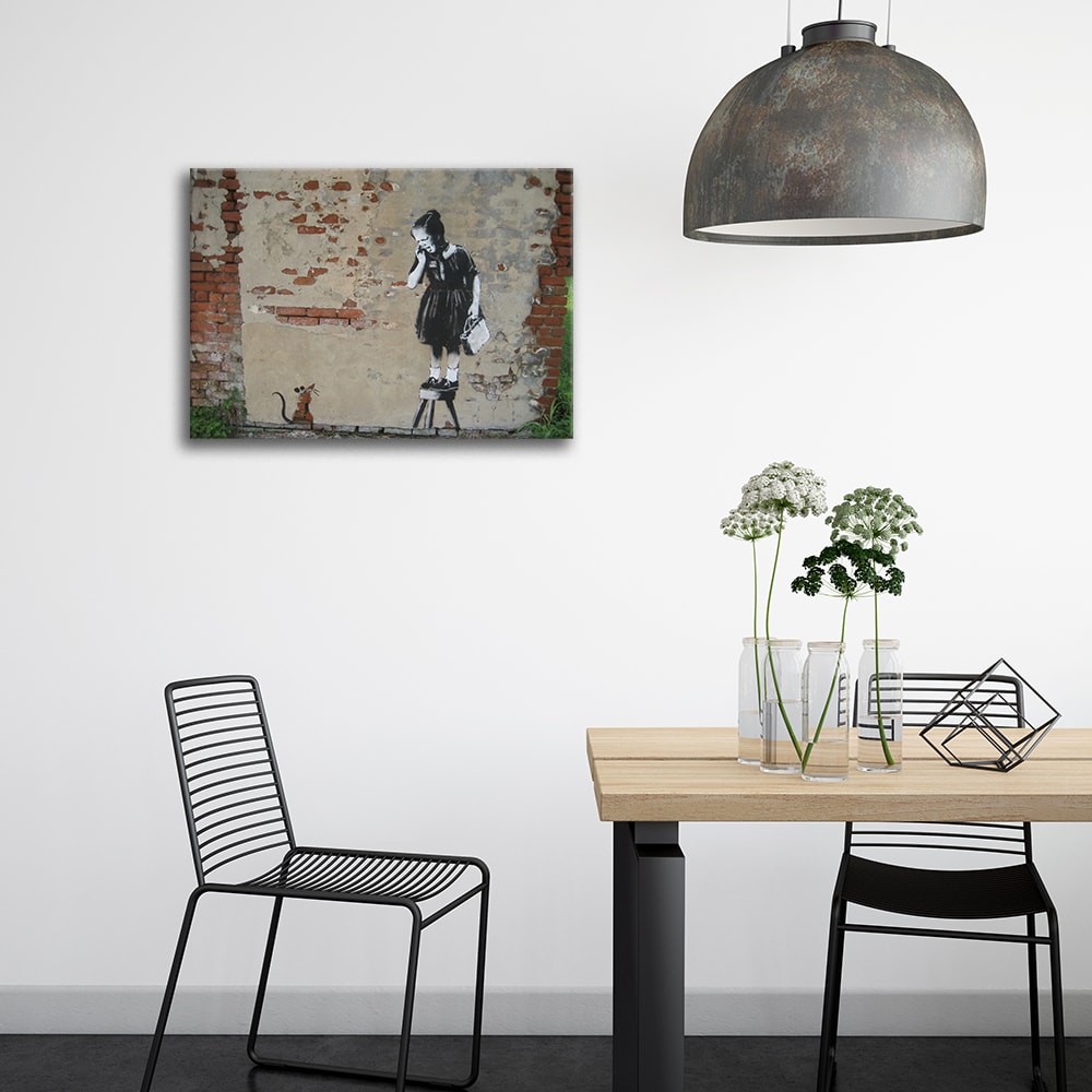 Tableau impression sur toile Fille et Souris 60x80cm