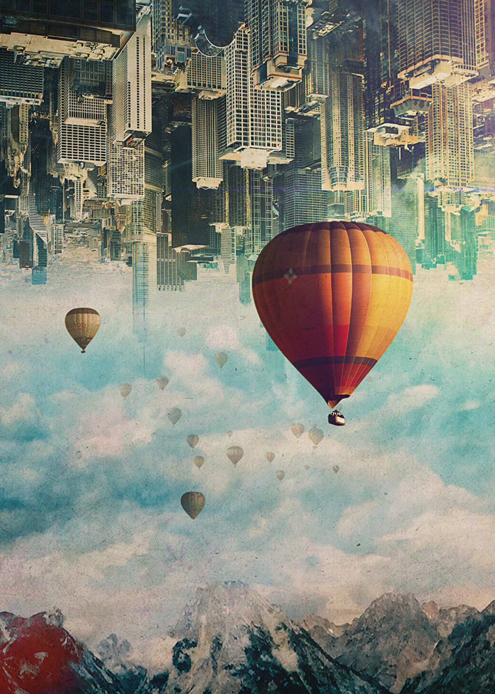 Tableau sur toile seamless montgolfière 50x70