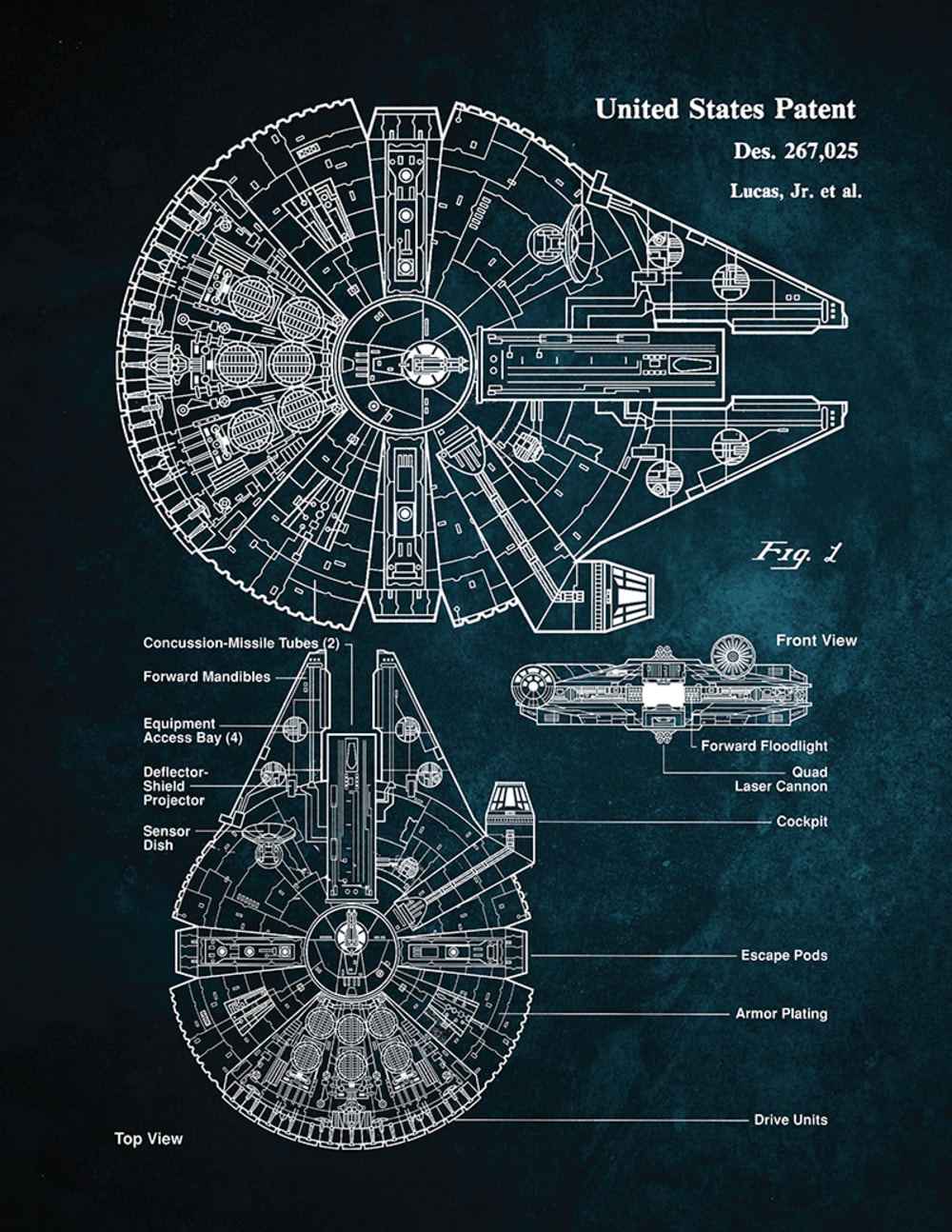 Tableau sur toile Millenium Falcon 30x40
