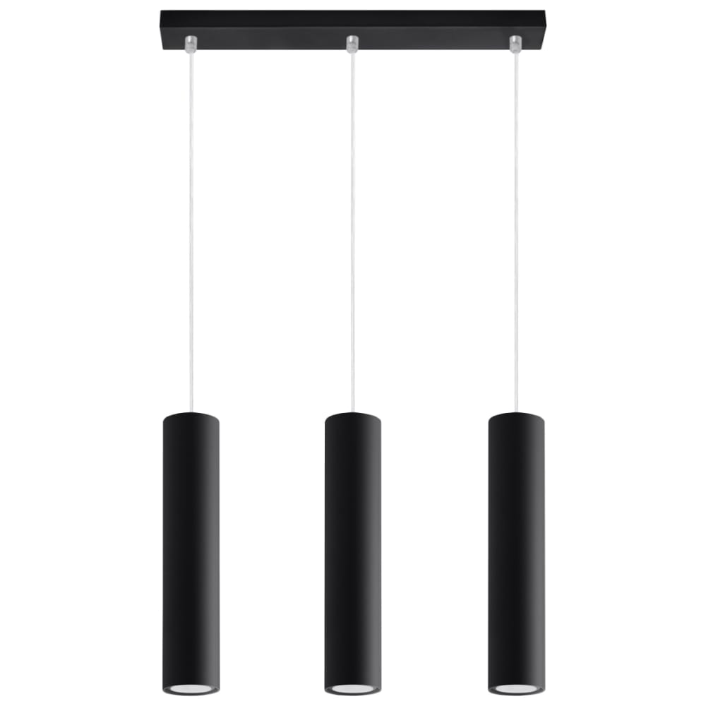 Lampe suspendue acier noir H 90 cm