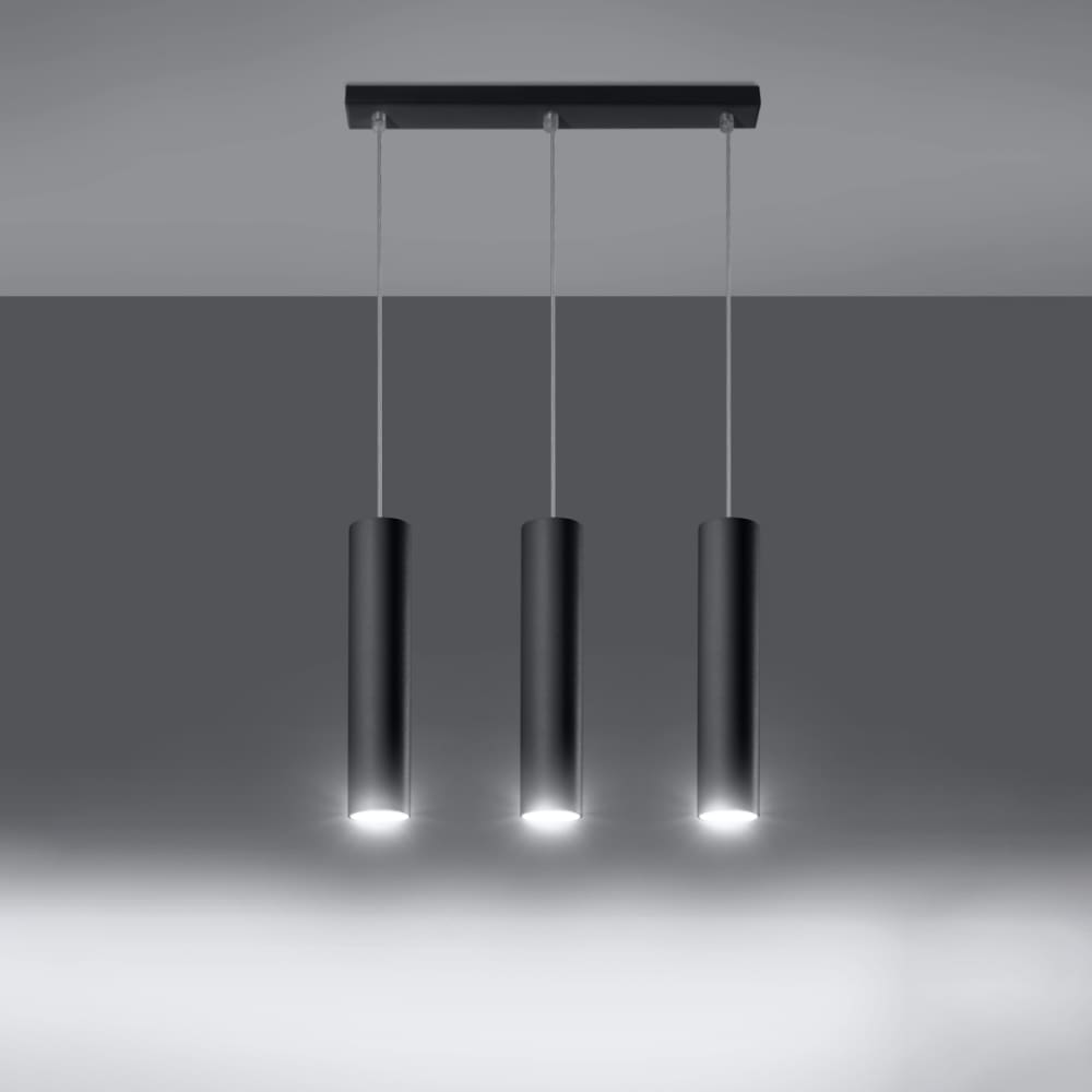 Suspension Acier Noir GU10 3 Lagos Line — vue 4
