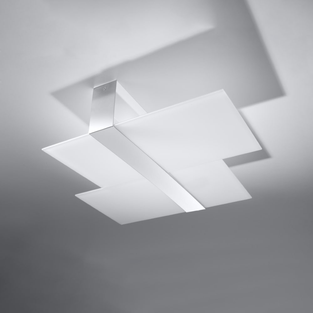 Plafonnier Acier Chrome/Blanc E27 2 Massimo — vue 3