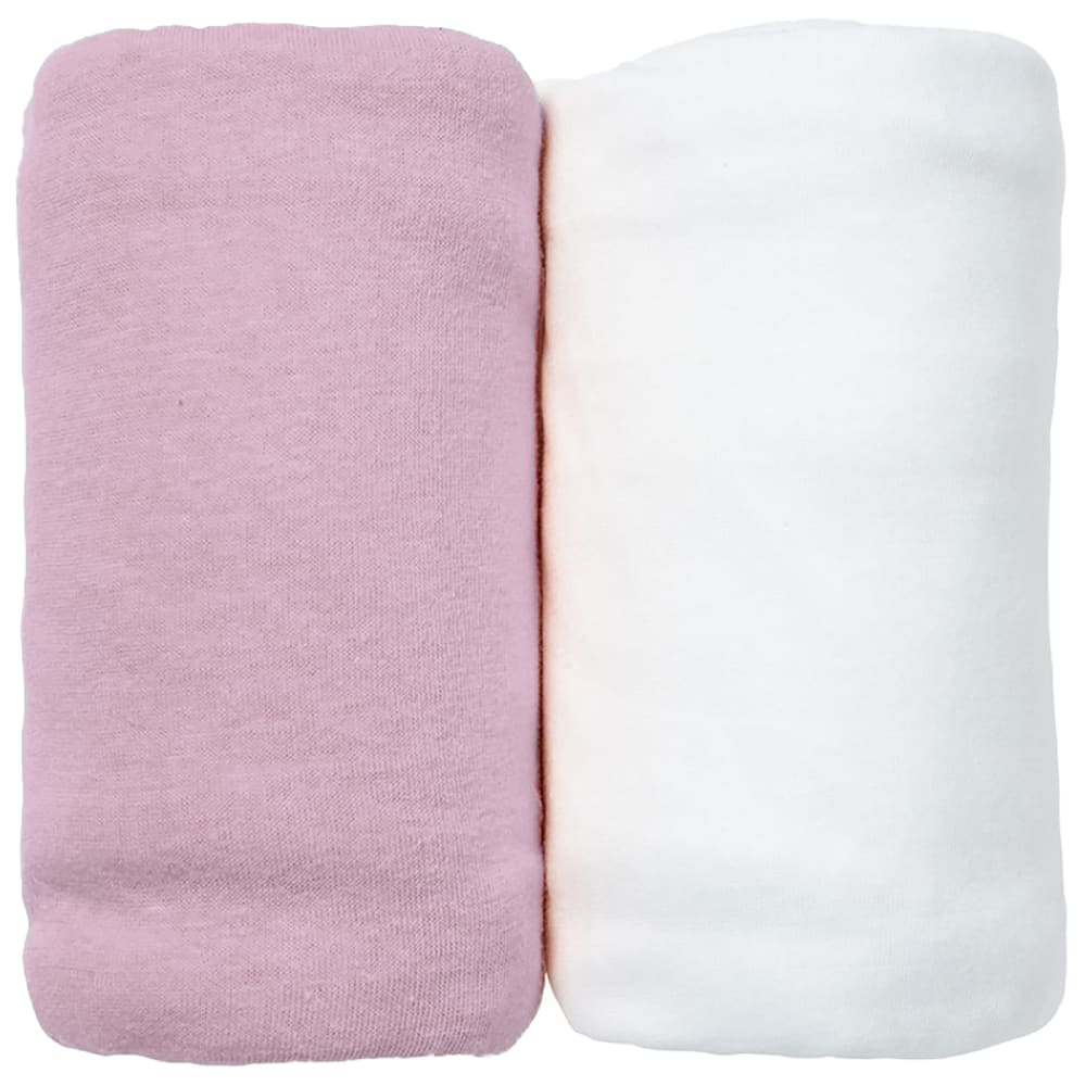 Lot de 2 Draps Housses jersey 60x120 cm Coton bio Blanc/Rose