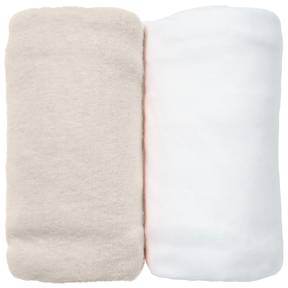 Eveil Et Nature - Lot de 2 Draps Housses jersey 70x140 cm Coton bio Blanc/Ecru