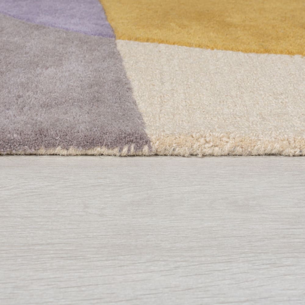 Tapis en laine jaune, grise, rose, verte et beige 120x170cm — vue 4