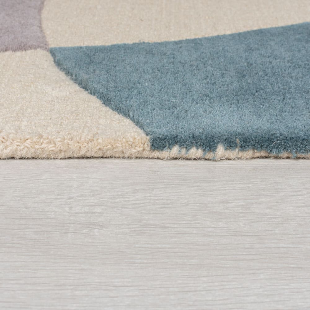 Tapis en laine bleue, grise et beige 160x230cm — vue 4