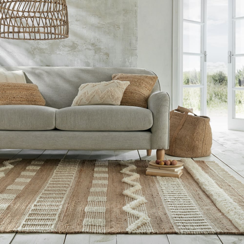 Tapis en jute à reliefs crème et beige - Maisons du Monde