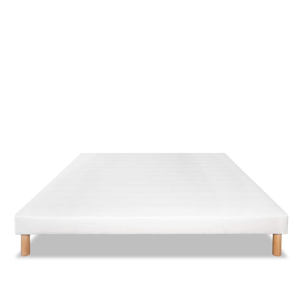 Bellecour Sommier tapissier tissu blanc 160x200 style classique chic Certifié Oeko-Tex - Bois