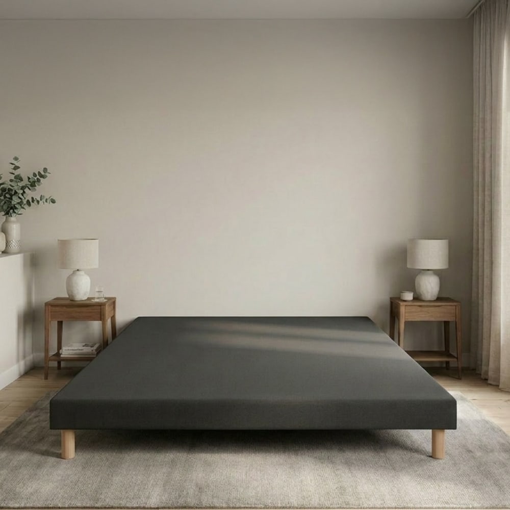 Sommier tapissier tissu gris 90x190 - Maisons du Monde