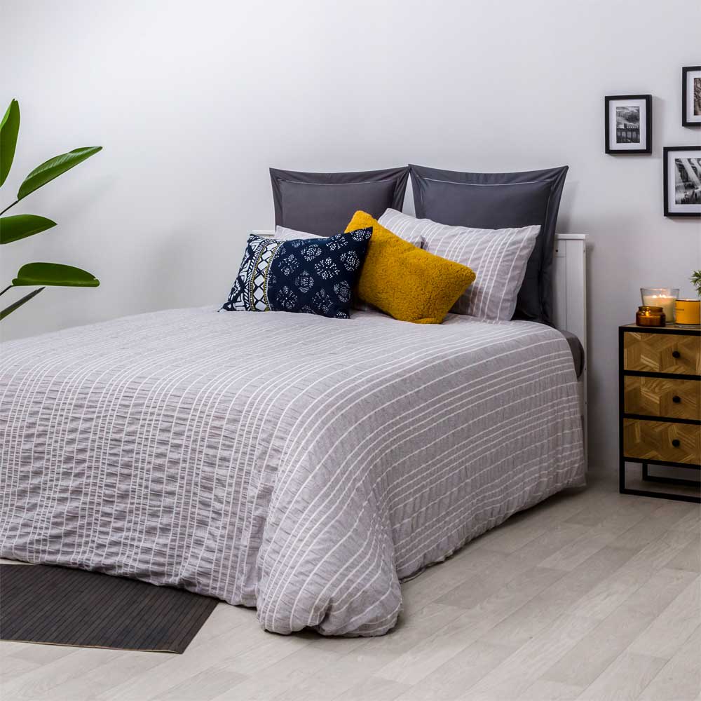 Funda Nordica microfibra bambula gris (240 X 220 cm) Cama de 150