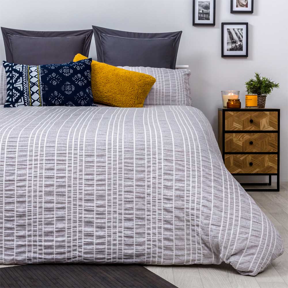 Funda Nordica microfibra bambula gris (150 X 220 cm) Cama de 90 - Maisons du Monde