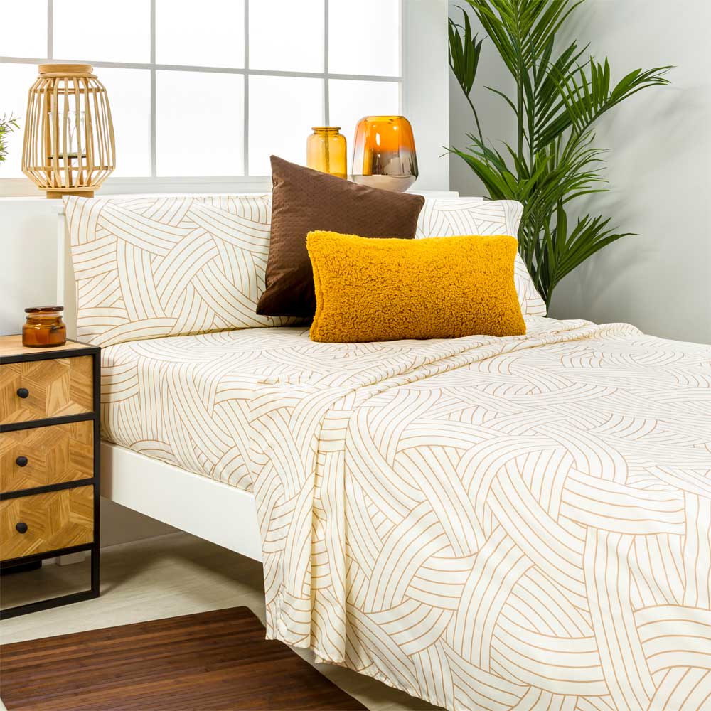 Juego de sábanas microfibra hipoalergénica beige 180x260 Cama 105 - Maisons du Monde