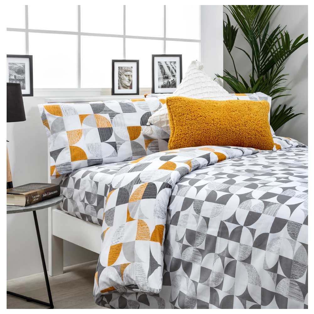 Funda nórdica reversible algodón poliéster gris 240 X 260 Cama de 150 - Maisons du Monde