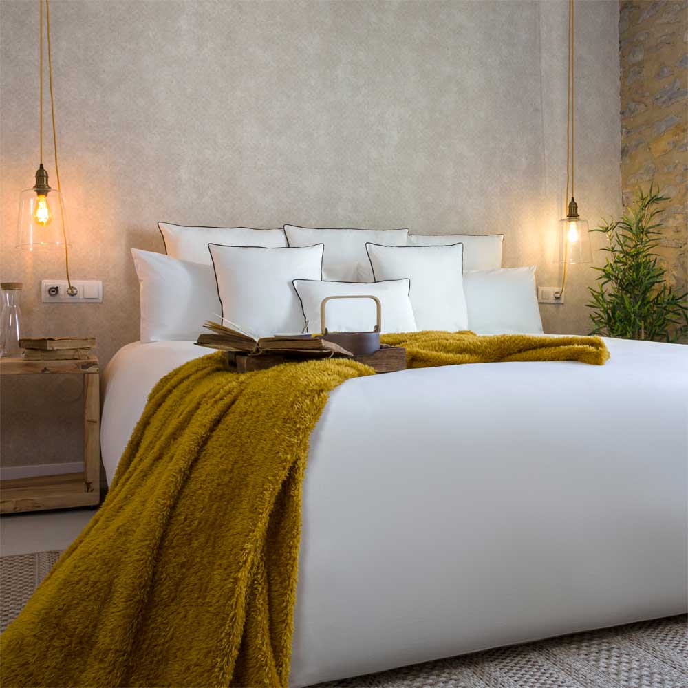Funda nórdica 100% algodón orgánico blanco 260x240 cm cama 180