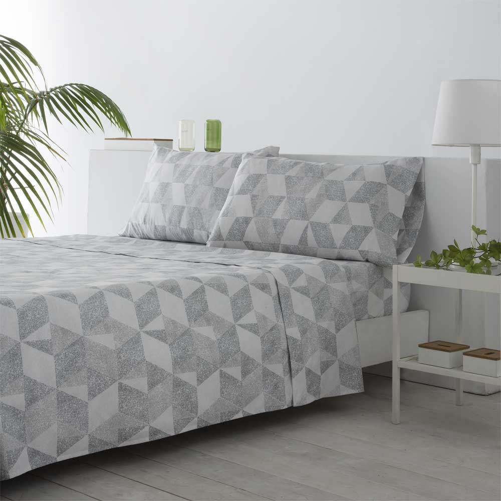 Juego de sábanas microfibra hipoalergénica gris 180x260 Cama 105