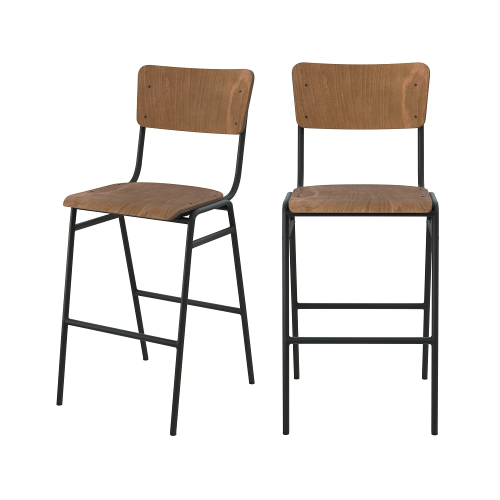 Maison Pavane Set aus 2 Stühlen für eine 66 cm zentrale Insel aus dunklem Holz style vintage Braun Holz