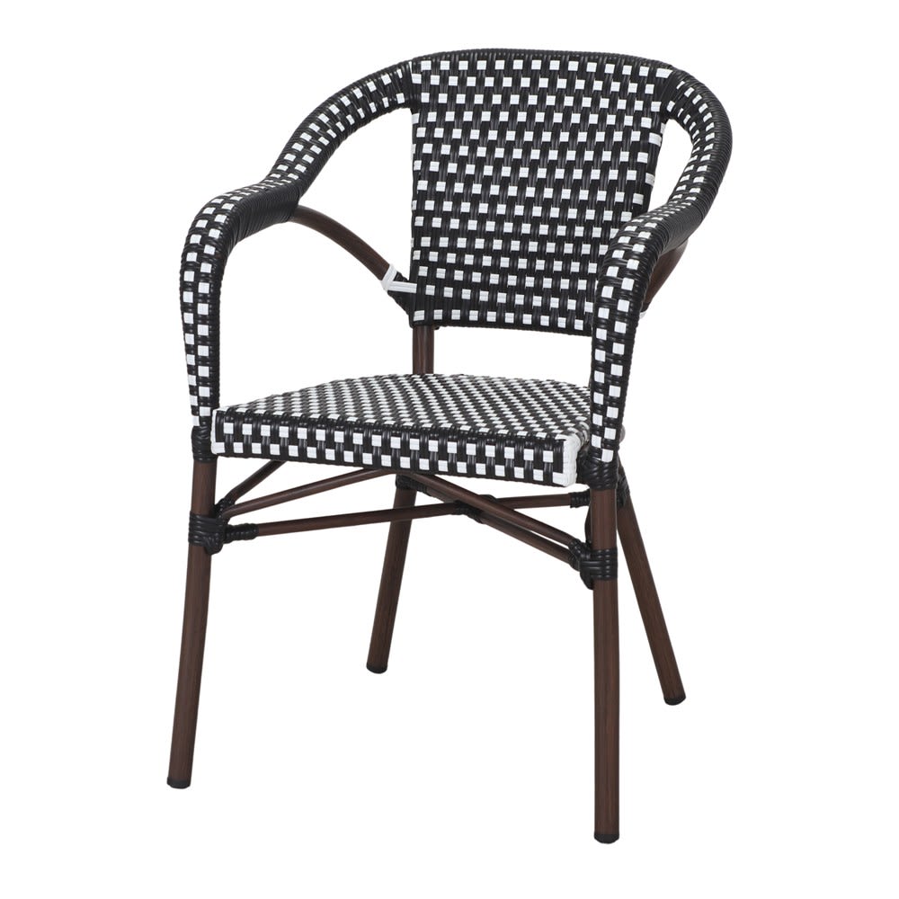 Silla de ratán sintético imperio - negro - 82x56x58