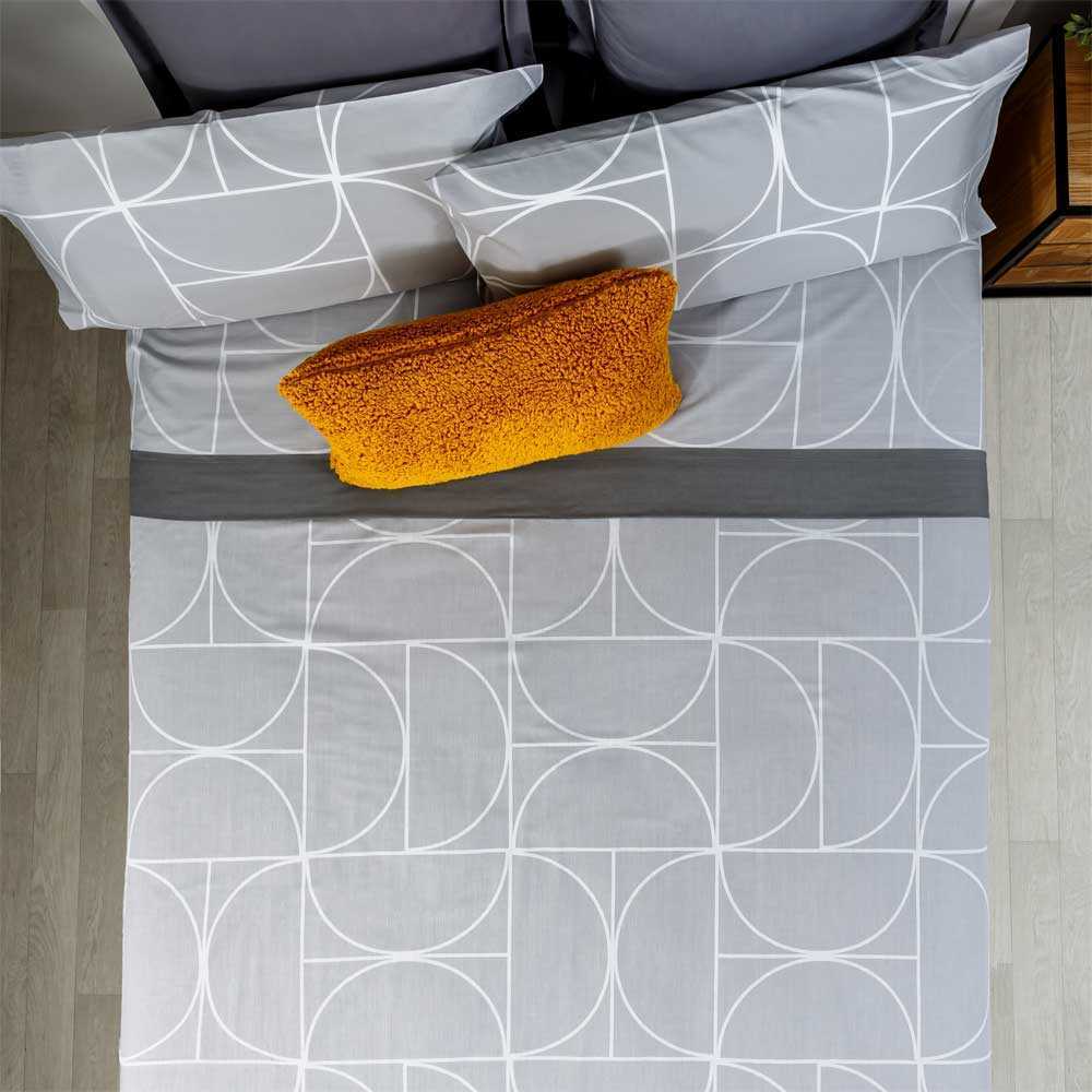 Juego de sábanas algodón poliéster gris 250x260 Cama 160 - Maisons du Monde