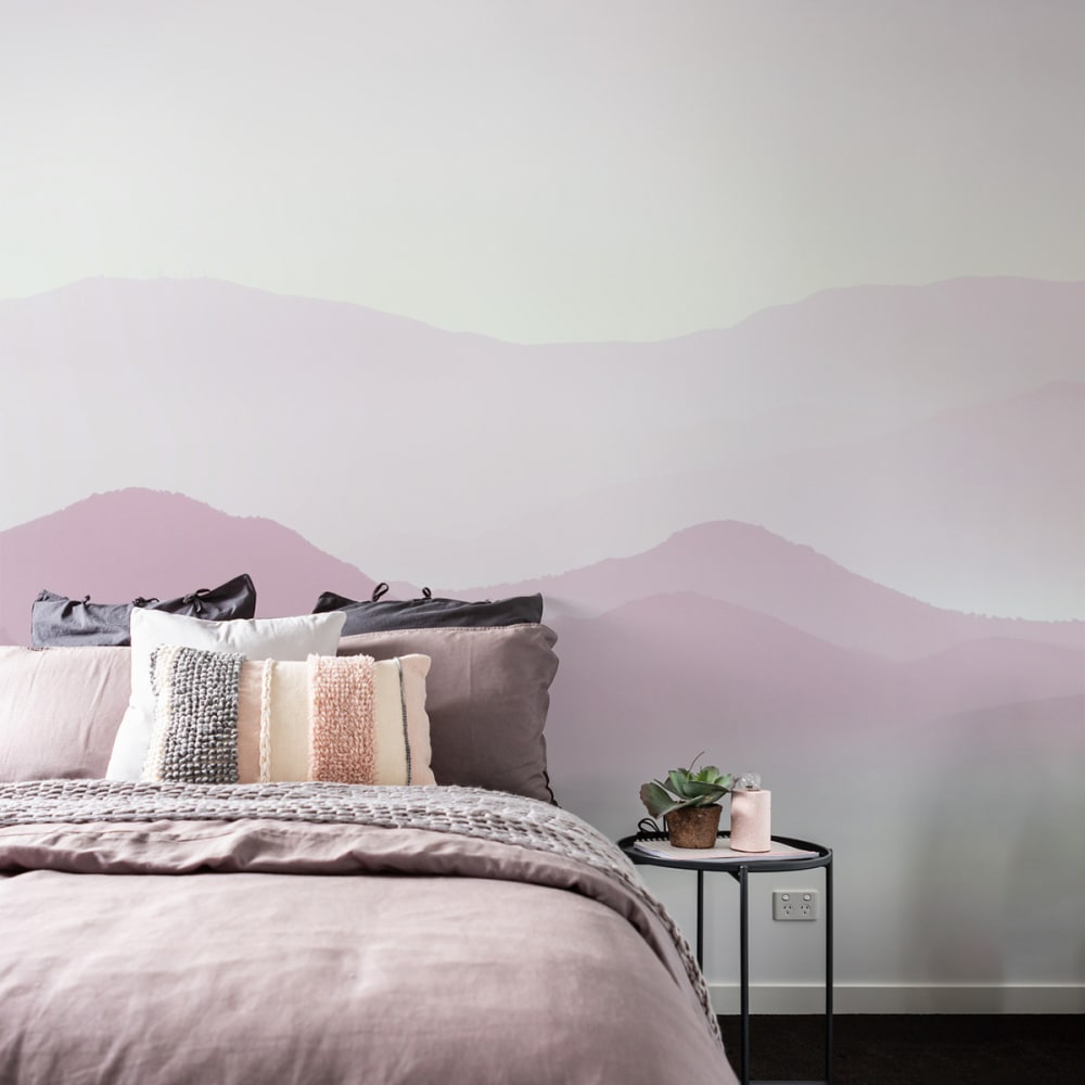 papel pintado panoramico misty mountains rosa 340 x 250cm