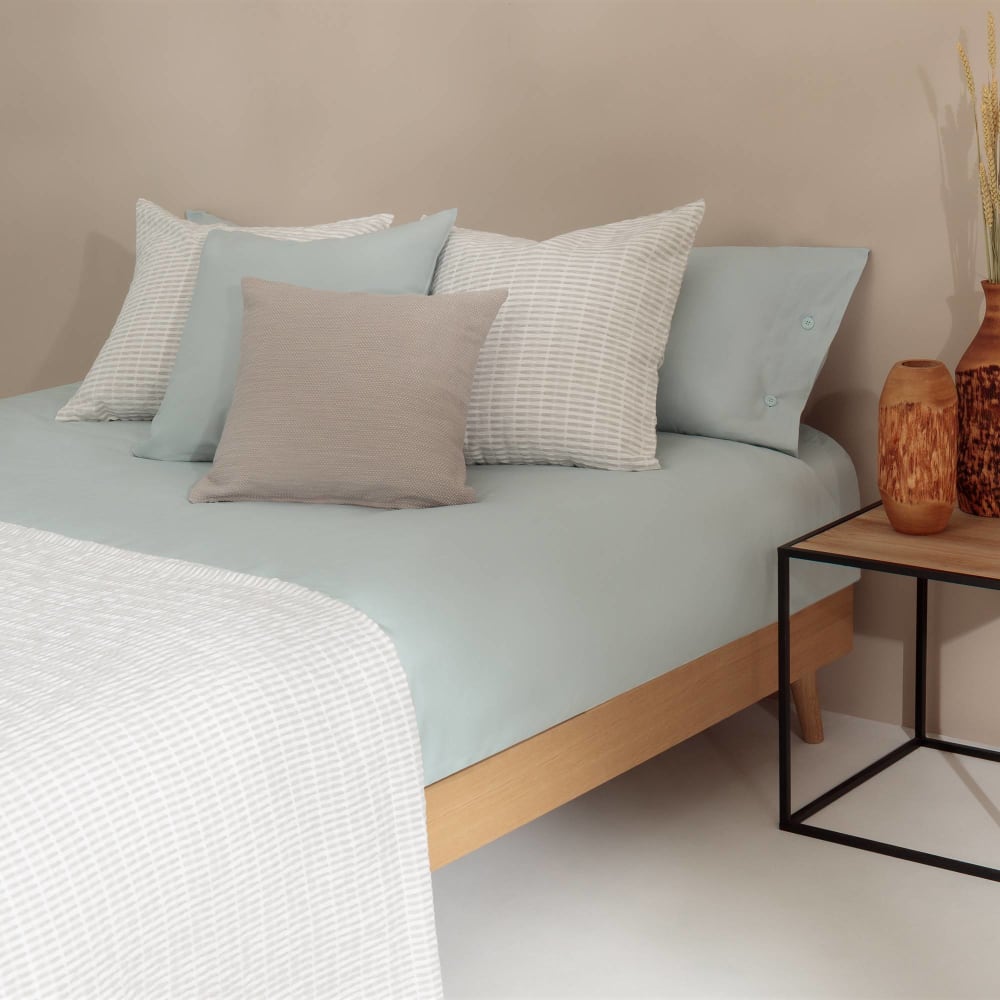Funda nórdica de algodón orgánico 180 hilos azul aqua. Cama 135-140cm - Maisons du Monde