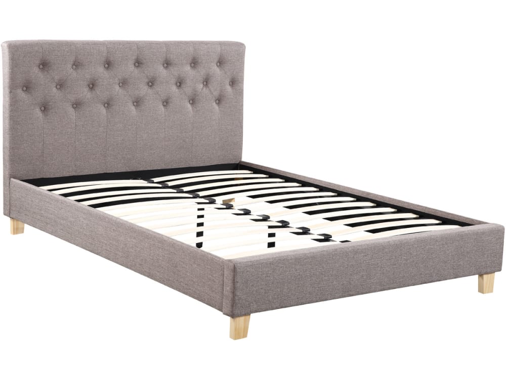 Lit en tissu taupe 140