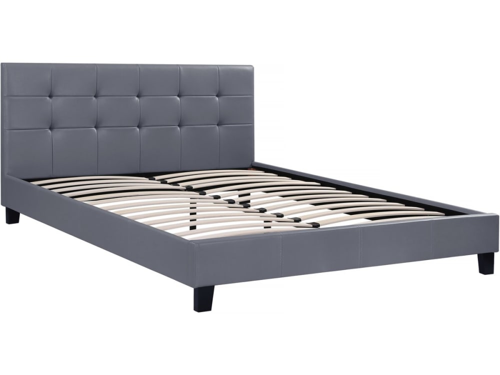 Lit en simili cuir gris