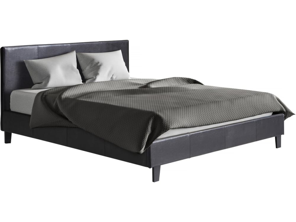 Lit en simili cuir noir