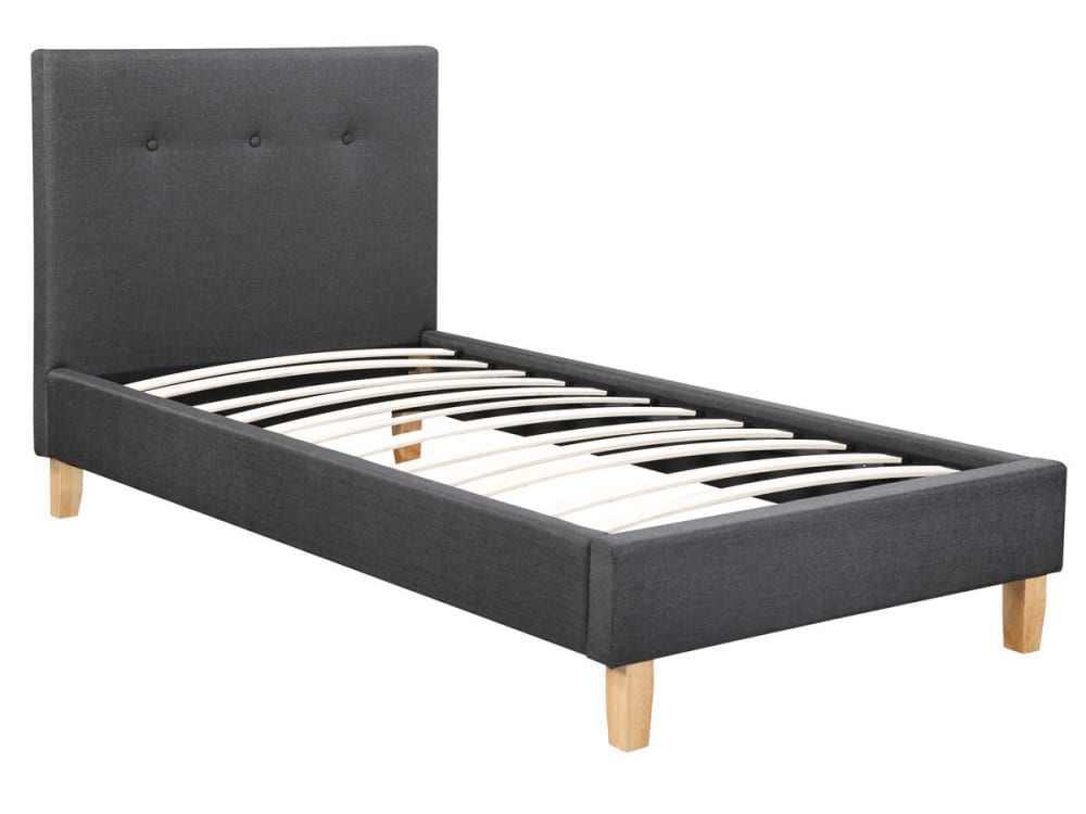 Lit en tissu gris 90x190